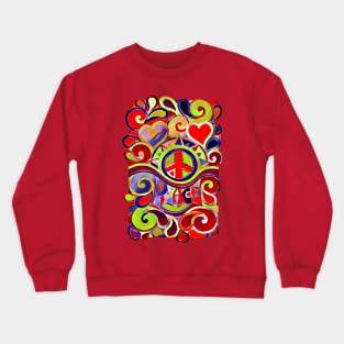 Colorful Peace and Love Art Crewneck Sweatshirt